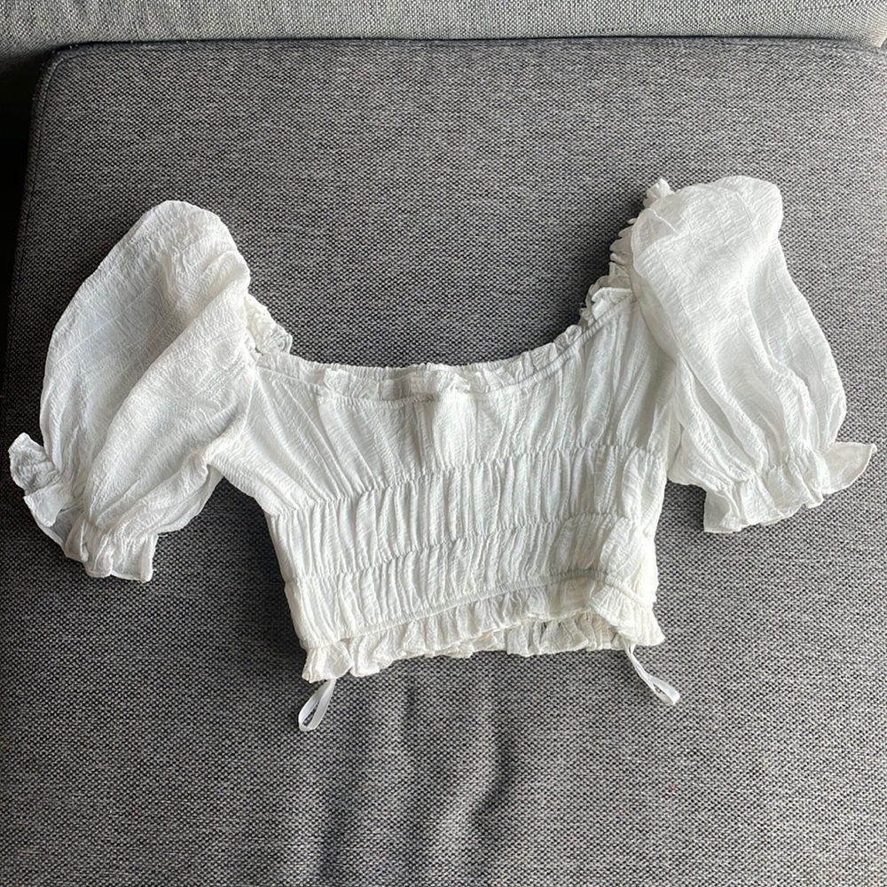 White cropped peplum top